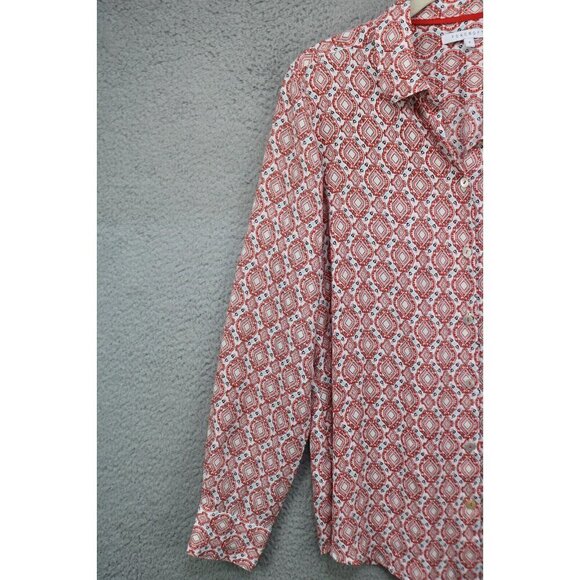 Foxcroft Long Sleeve Silky Button Up Blouse-Size 8-Southwestern - Picture 3 of 9